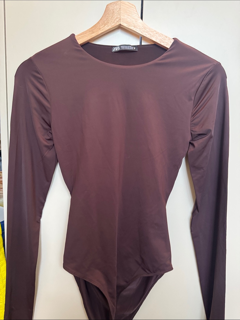 Zara Chocolate Brown Long-Sleeve Bodysuit
